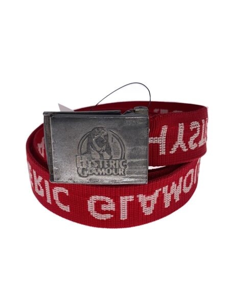 ヒステリックグラマー　赤ベルト　ロゴプリントレザーベルト　sサイズ HYSTERIC GLAMOUR(ヒステリックグラマー) / ベルト/--/RED/無地/メンズ