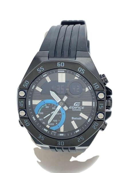 CASIO / クォーツ腕時計/デジアナ/ラバー/BLK/BLK/ECB-10 CASIO(カシオ) / EDIFICE/クォーツ腕時計/デジアナ/ラバー/BLK/BLK/ECB