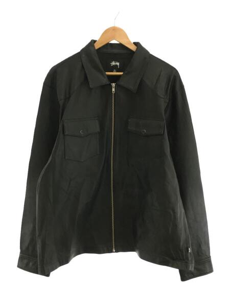 希少✨【大きいサイズ XL】シープスキン ラムレザー 羊革 シャツ ジャケット STUSSY(ステューシー) / ジップアップラムレザージャケット