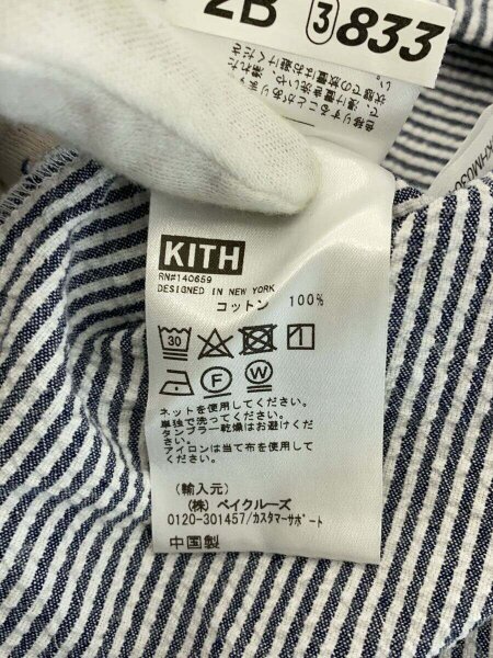 KITH / 半袖シャツ/S/コットン/ホワイト/ストライプ/22-051-060-0001-2-0 KITH(キス) / 半袖シャツ/S/コットン/ホワイト/ストライプ/22-051-060