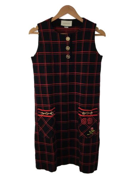 GUCCI(グッチ) / ノースリーブワンピース/S/ウール/BLK/チェック