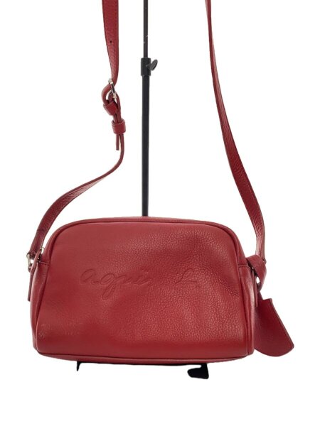 agnes b.(アニエスベー) / エンボスロゴショルダーバッグ/レザー/RED