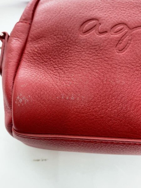 agnes b.(アニエスベー) / エンボスロゴショルダーバッグ/レザー/RED
