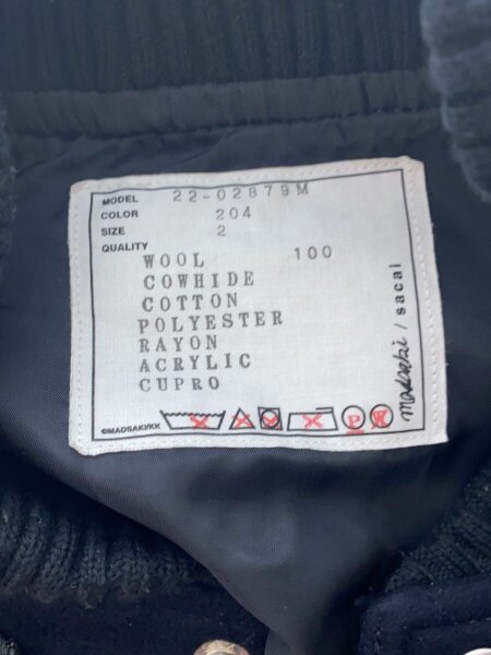 sacai(サカイ) / ×MADSAKI/スタジャン/2/ウール/NVY/22-02879M | 古着