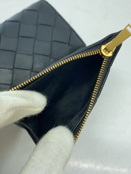 BOTTEGA VENETA(ボッテガヴェネタ) / 3つ折り財布/レザー/BLK/メンズ