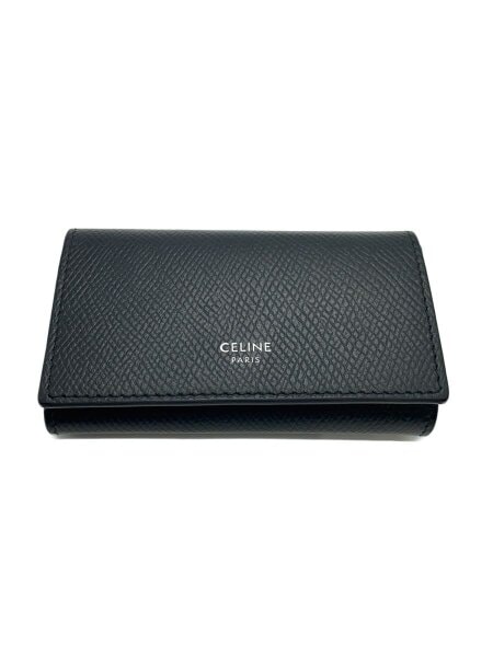 CELINE ブラック クロコダイル風キーケース CELINE キーケース 6連 クロコダイル 型押し ブラック 美品＊ CELINE
