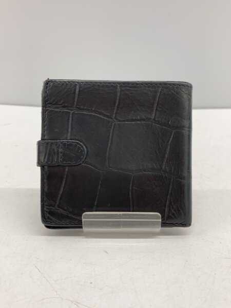 IL BISONTE(イルビゾンテ) / クロコ型押し/2つ折り財布/レザー/BLK 