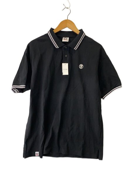 BAPE ストライプ ポロシャツ Mサイズ A BATHING APE(アベイシングエイプ) / ポロシャツ/L/コットン/BLK
