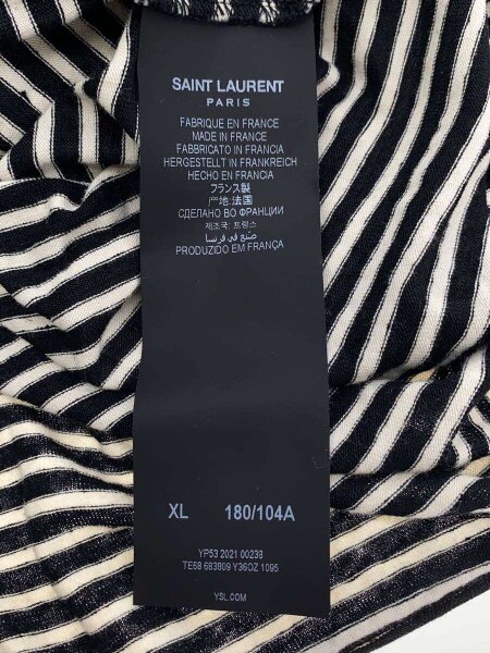 SAINT LAURENT(サンローラン) / Tシャツ/XL/リネン/BLK/ボーダー/YP53