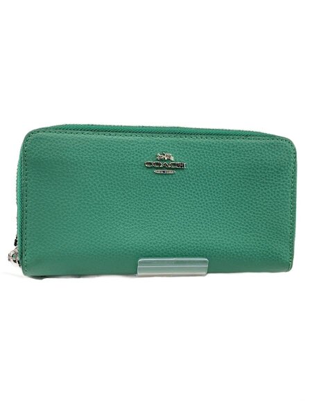 COACH(コーチ) / ラウンドファスナー/長財布/レザー/GRN/無地 
