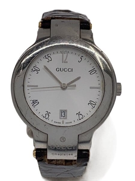 GUCCI(グッチ) / クォーツ腕時計/アナログ/レザー/BLK/BRW/8900M/社外 