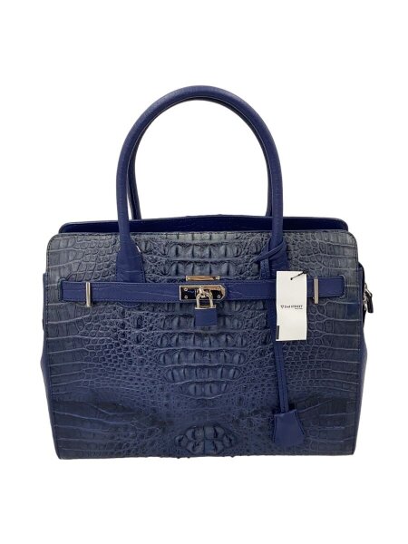 RODANIA ブルー ハンドバッグ 2way ショルダーバッグ オーストリッチ 