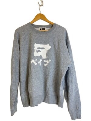 A BATHING APE / スウェット/ストリートゴシックロゴ/ダメージ加工/L/GRY/apes together strong A BATHING APE(アベイシングエイプ) / スウェット/ストリートゴシック
