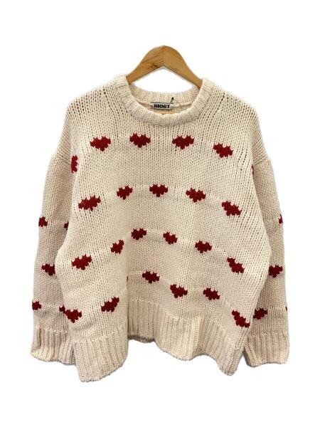 NKNIT ♡ pattern knit ivory ハート nknit NKNIT 23AW ♡pattern KNIT