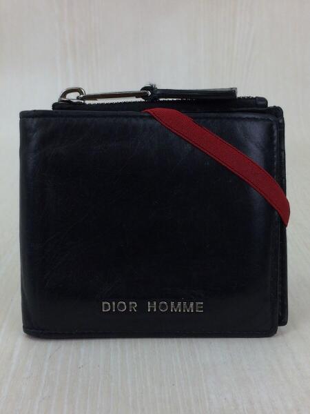 ディオールオム Dior HOMME レザー 二つ折り 財布 黒 イタリー製 Dior