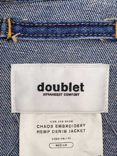 doublet(ダブレット) / chaos embroidery hemp denim jacket/Gジャン/M 