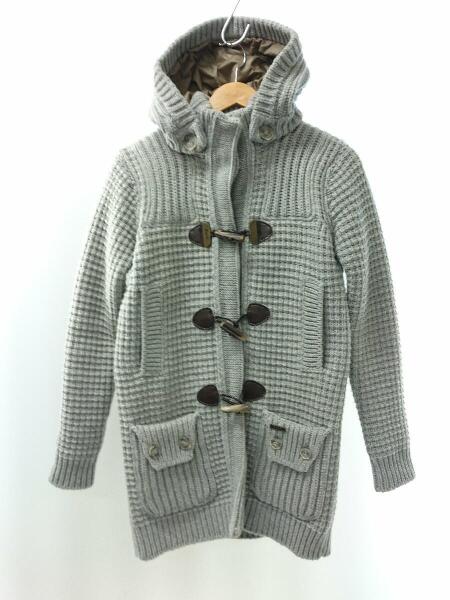 美品 Bark 裏地あり XS ブラック ミドル丈 ニット ダッフル Bark 黒