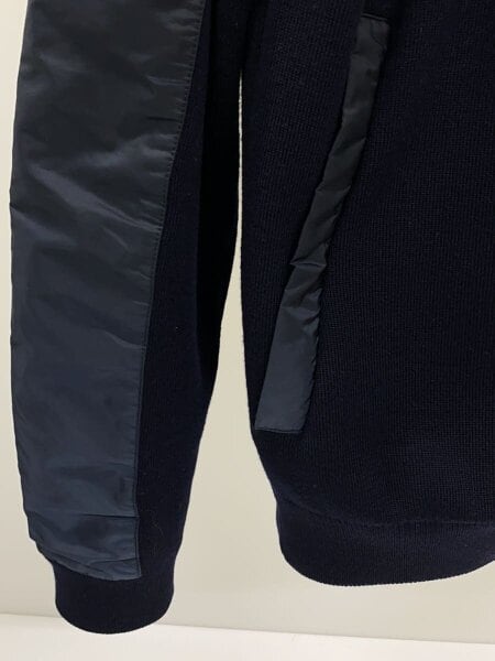 PRADA(プラダ) / ニット切替ナイロンジャケットパーカー/46/ウール/NVY