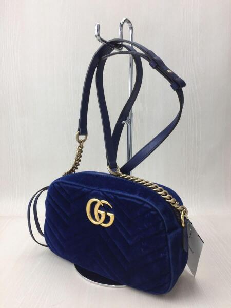 GUCCI(グッチ) / 447632/ショルダーバッグ/ベロア/ネイビー/紺/GG 