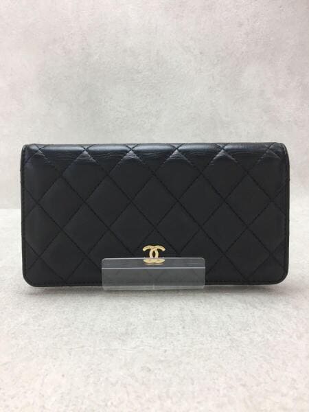 CHANEL(シャネル) / マトラッセ/二つ折り長財布/ウォレット/レザー/BLK 