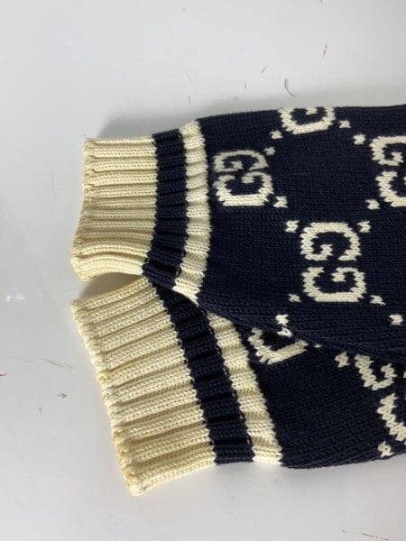 GUCCI / GGパターン/ドライバーズニット/ニット・セーター(厚手)/L/コットン/NVY/ボーダー GUCCI(グッチ) / GGパターン/ドライバーズニット/ニット・セーター