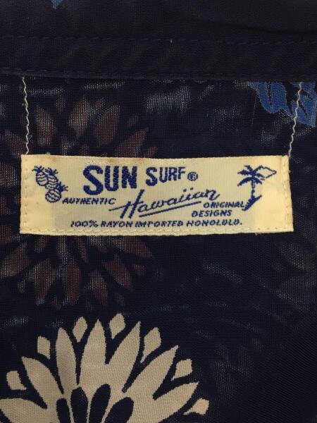 SUN SURF(サンサーフ) / アロハシャツ/S/レーヨン/NVY/総柄/襟元汚れ有