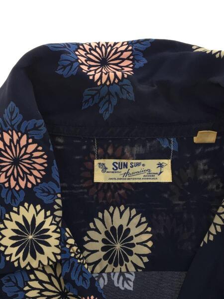 SUN SURF(サンサーフ) / アロハシャツ/S/レーヨン/NVY/総柄/襟元汚れ有