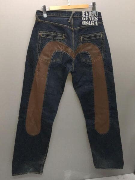 EVISU(エヴィス) / ビッグカモメレザーセルビッジデニムパンツ/34 