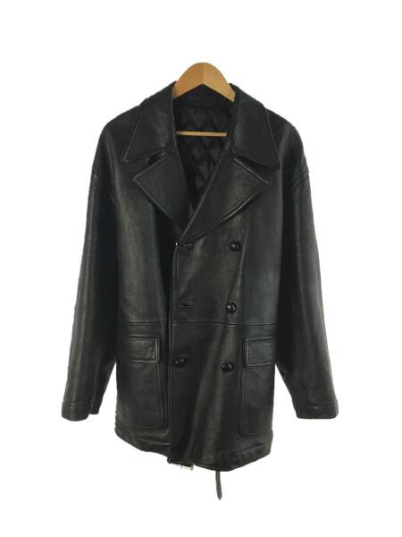 vintage【monsieur nicole】 レザーカーコート牛革黒