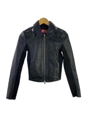 DIESEL◇シングルライダースジャケット/XS/コットン/BLK/無地