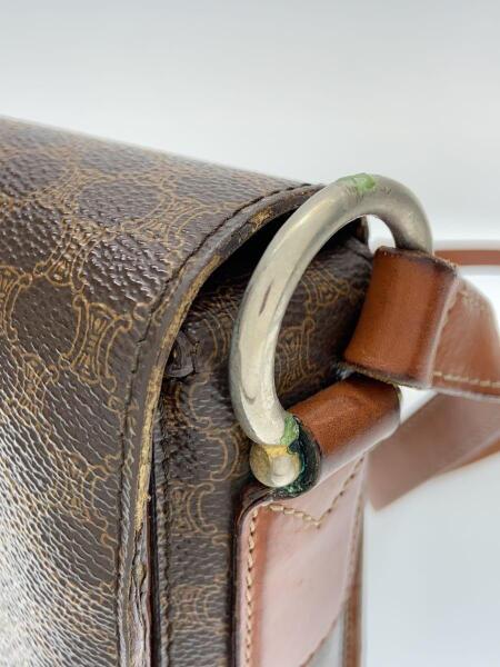 極美品 CELINE オールド マカダム レザー ショルダーバッグ F/09 CELINE(セリーヌ) / ショルダーバッグ/レザー/BRW/総柄/M93