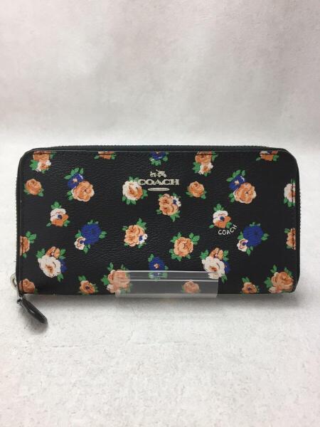 COACH(コーチ) / 長財布/PVC/BLK/花柄/F57649/ラウンドファスナー 