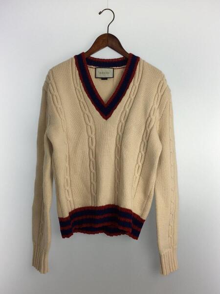 GUCCI(グッチ) / チルデンニットセーター/ケーブル/S/ウール/WHT 