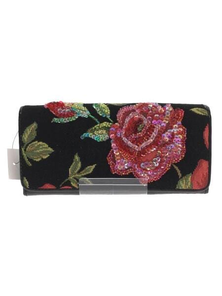 ビーズ刺繍 花柄 長財布