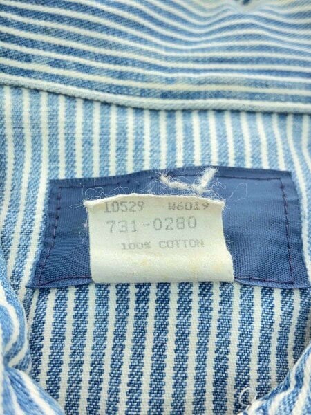 OshKosh / 70s/BGOSH/ヒッコリー/首振りボタン/カバーオール/40/コットン/WHT OshKosh(オシュコシュ) / 70s/BGOSH/ヒッコリー/首振りボタン