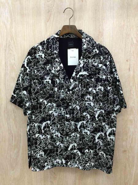 IKUMI イクミ 浮世絵柄半袖開襟シャツ -- コットン BLK 総柄 古着の販売・通販なら