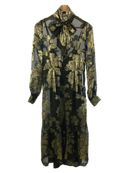 SAINT LAURENT(サンローラン) / 長袖ワンピース/36/シルク/ゴールド 