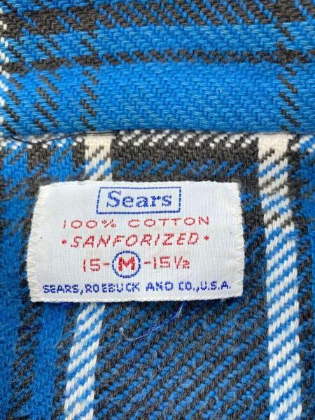 sears(シアーズ) / 60s/マチ付きネル/長袖シャツ/15/コットン/BLU 