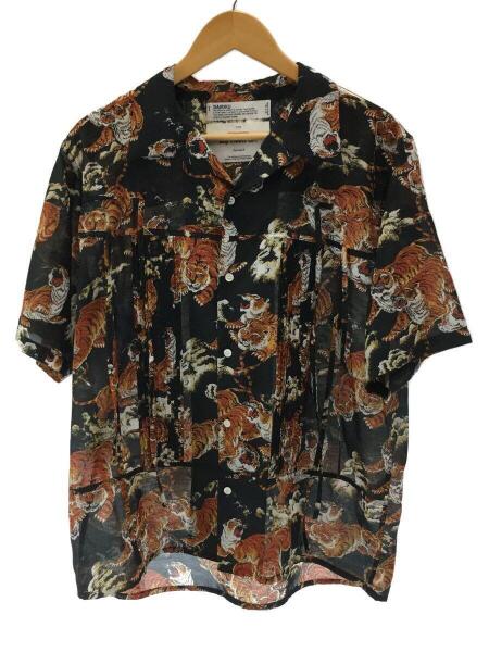 DAIRIKU / 22SS/Tiger Open Collar Shirt半袖シャツ/M/ポリエステル/WHT/総柄 DAIRIKU(ダイリク) / 半袖シャツ/M/ポリエステル/BLK/総柄/22SS/Tiger