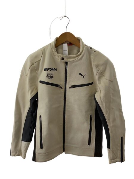 PUMA(プーマ) / シングルライダースジャケット/M/レザー/WHT/総柄 