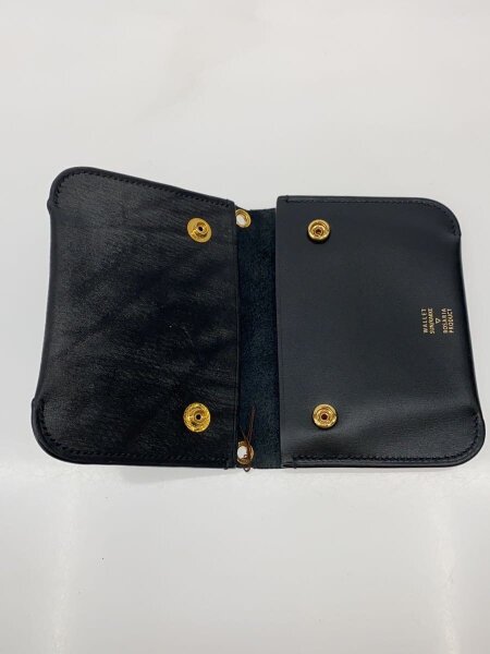 【美品】wallet SUN/kakke ロシアンカーフ メイン ブラック SUN/kakke(サンカッケー) / WALLET SUN/KAKKE ストラップ付きレザー
