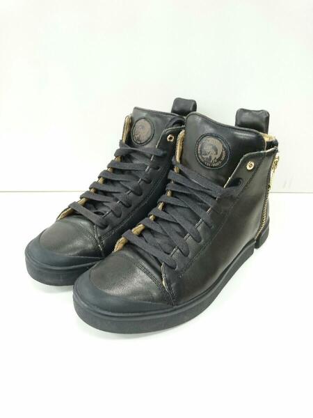 【DIESEL】美品ディーゼル シープレザー サイドジップ ハイカットスニーカー ディーゼル レザー ジップ ハイカットスニーカー DIESEL ディーゼル