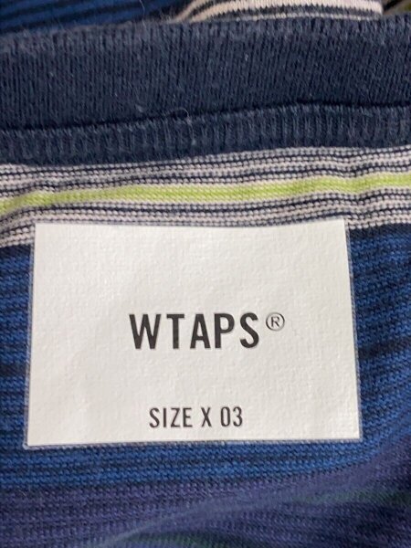 WTAPS(ダブルタップス) / 22ss/マルチボーダー/Tシャツ/3/コットン/BLU