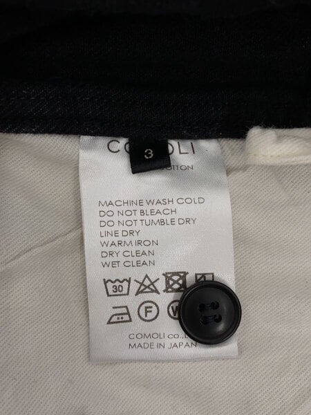 COMOLI(コモリ) / ボトム/3/コットン/BLK/無地/B01-03002/25SS/デニム