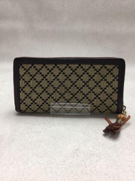 GUCCIディアマンテラウンドジップ長財布バンブーキャンバス
