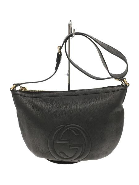 GUCCI 黒レザーショルダーバッグタッセル付