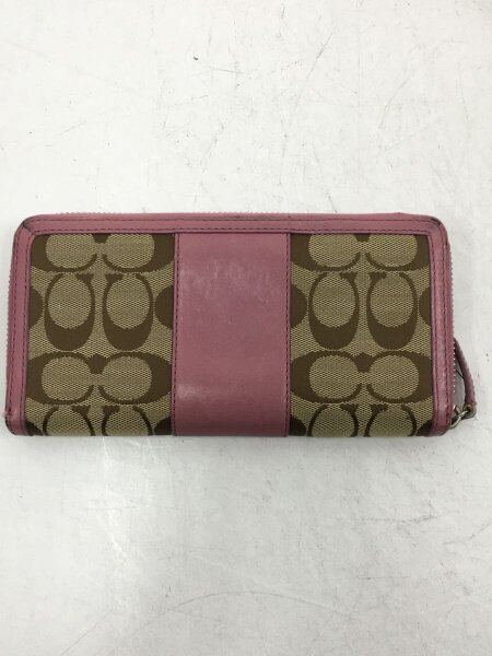 COACH(コーチ) / 長財布/--/PNK/総柄/レディース/ラウンドファスナー 