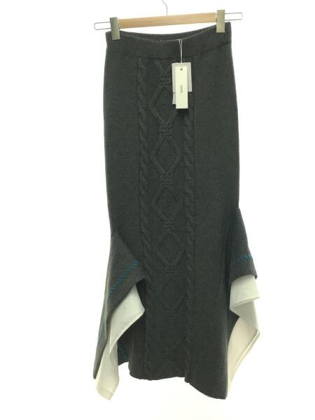 アンスリードステッチケーブルアシメレイヤードスカートニットスカート