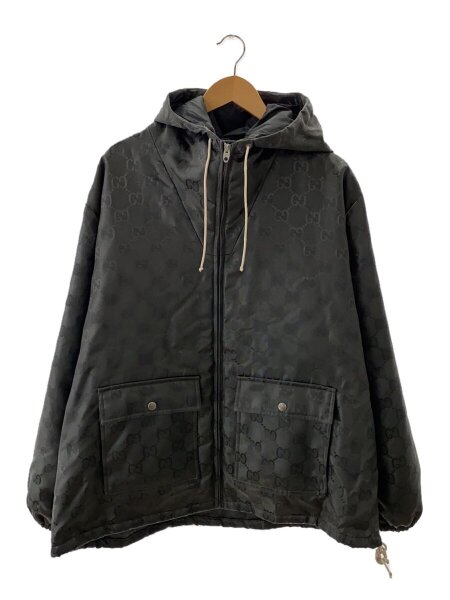 GUCCI(グッチ) / GG柄フーデッド中綿ジャケット/50/ポリエステル/GRY 