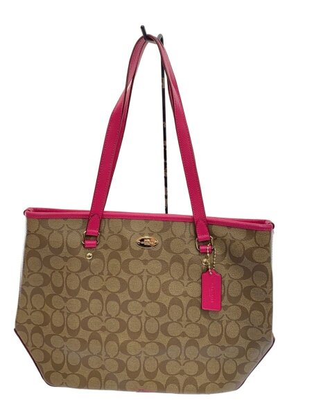 COACH(コーチ) / ジップトップトートバッグ/レザー/KHK/モノグラム 